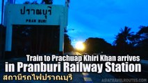 Train to Prachuap Khiri Khan arrives in Pranburi Railway Station