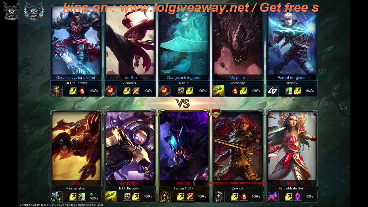 LolGiveAway Live (REPLAY) (2015-08-25 21:36:11 - 2015-08-25 23:09:34)