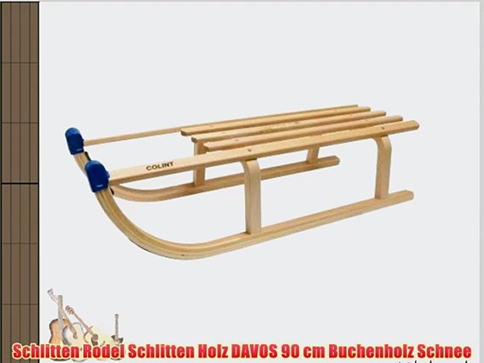 Schlitten Rodel Schlitten Holz DAVOS 90 cm Buchenholz Schnee