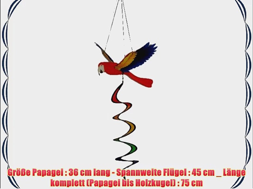 2 tlg. Set Windspiel Papagei 75 cm Vogel rot Paradies fliegt H?nge Spinner
