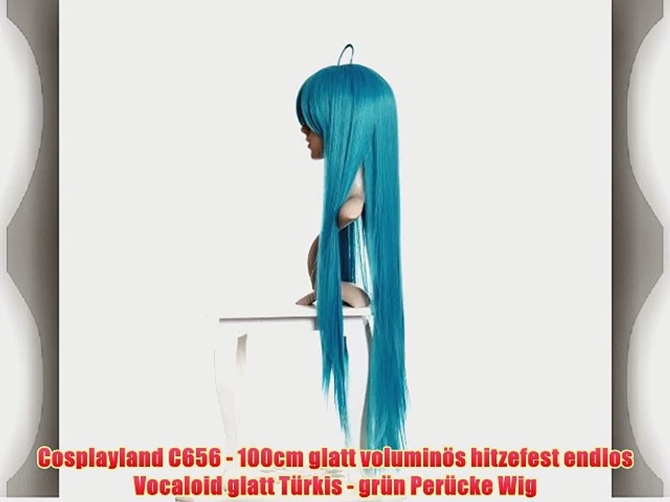 Cosplayland C656 - 100cm glatt volumin?s hitzefest endlos Vocaloid glatt T?rkis - gr?n Per?cke