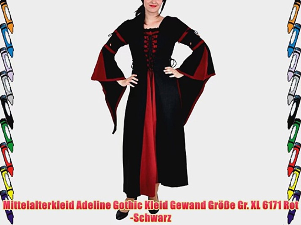 Mittelalterkleid Adeline Gothic Kleid Gewand Gr??e Gr. XL 6171 Rot-Schwarz