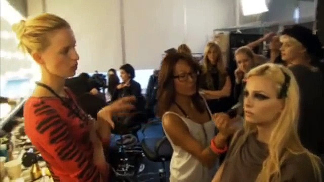 Andrej Pejic and Karolina Kurkova at backstage of VOX's 'Das Perfekte Model'