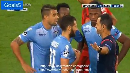 Mauricio RED Card Leverkusen 2 - 0 Lazio Champions League 26-8-2015