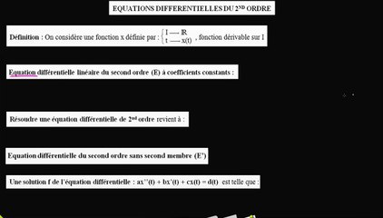 Vocabulaire : définition d'une équa. diff. du 2nd ordre AVEC second membre