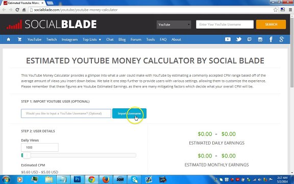 YouTube Money Calculator Youtube Estimated Earnings Tool Youtube Stats