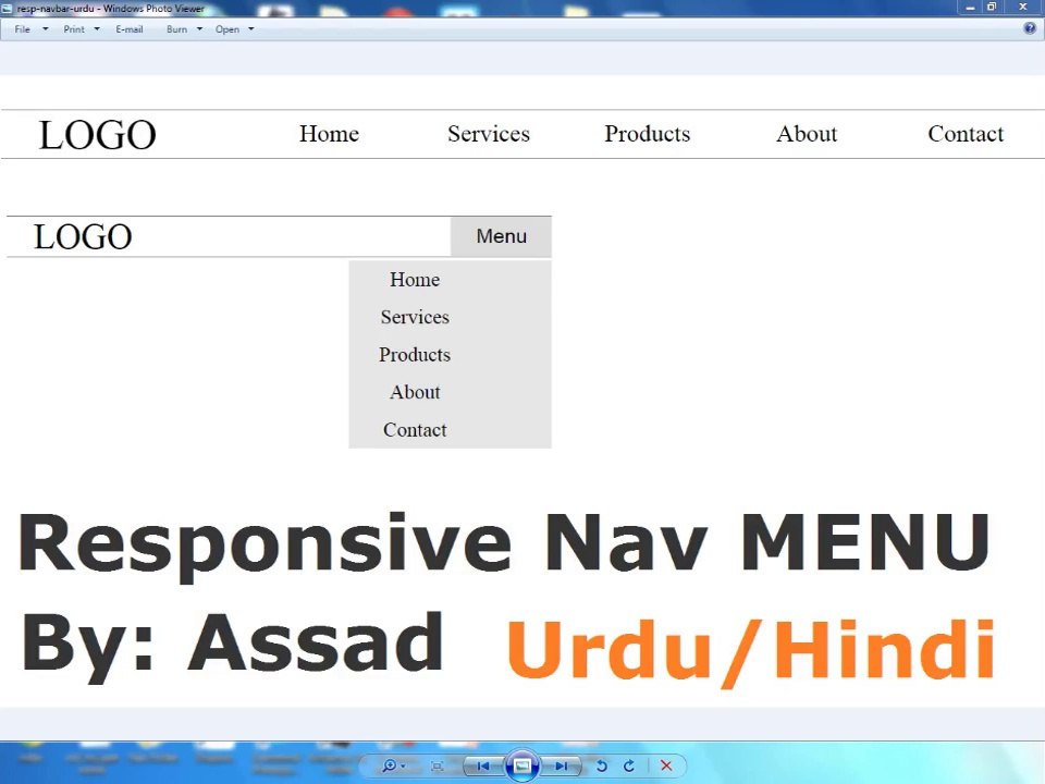 Horizontal Responsive Navigation Menu HTML5 & CSS3 (Urdu/Hindi)