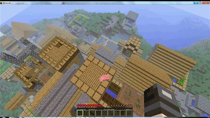 Minecraft Pig On House In Big City Save