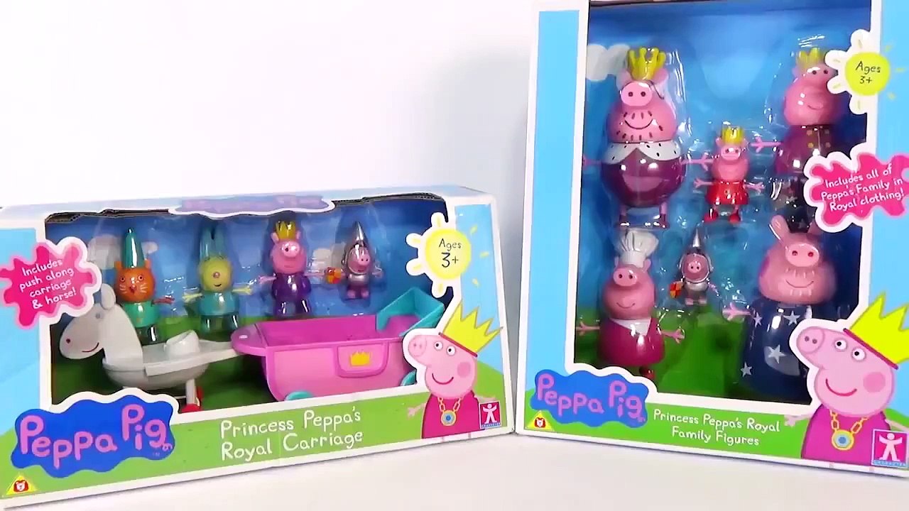 Peppa Pig e George Carruagem e Família Real  Royal Family Toys Juguetes Brinquedos   Em P