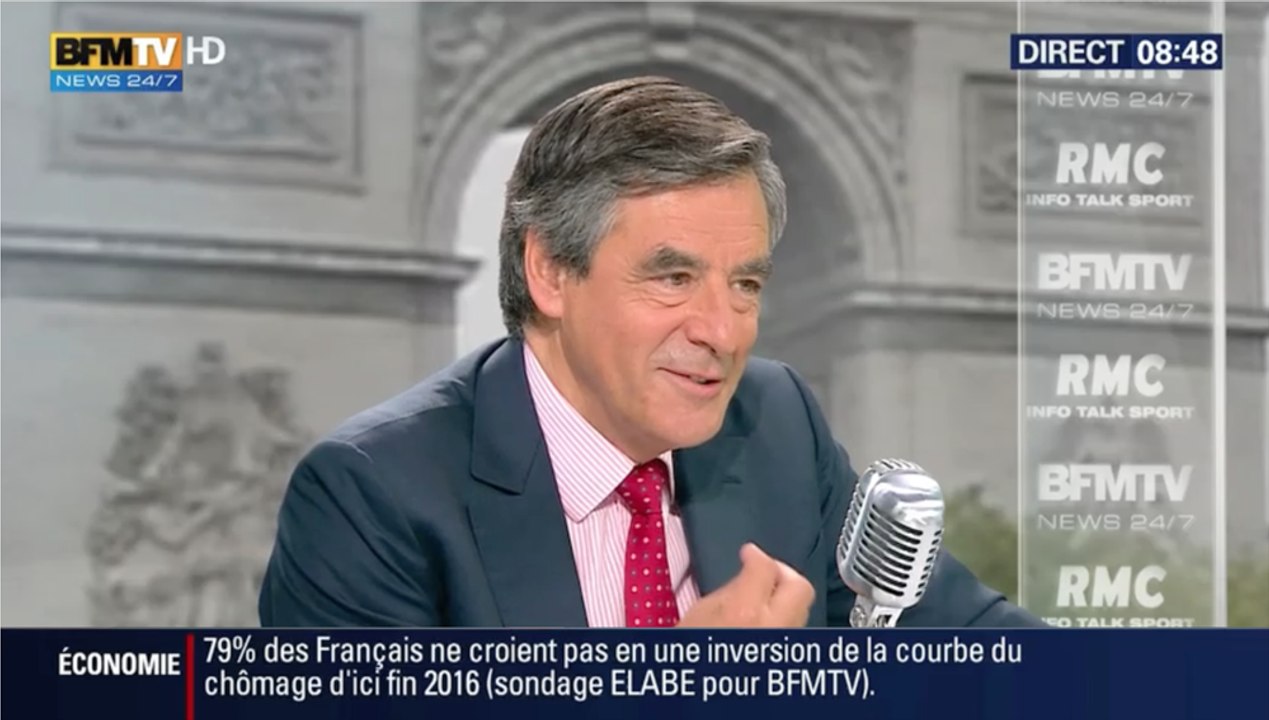 François Fillon invité de Jean-Jacques Bourdin sur BFM TV / RMC
