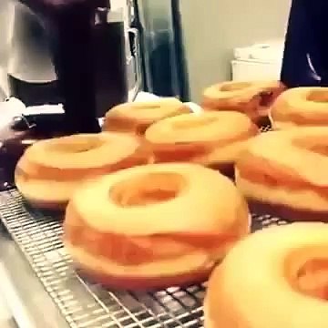 Donuts glazed with chocolate