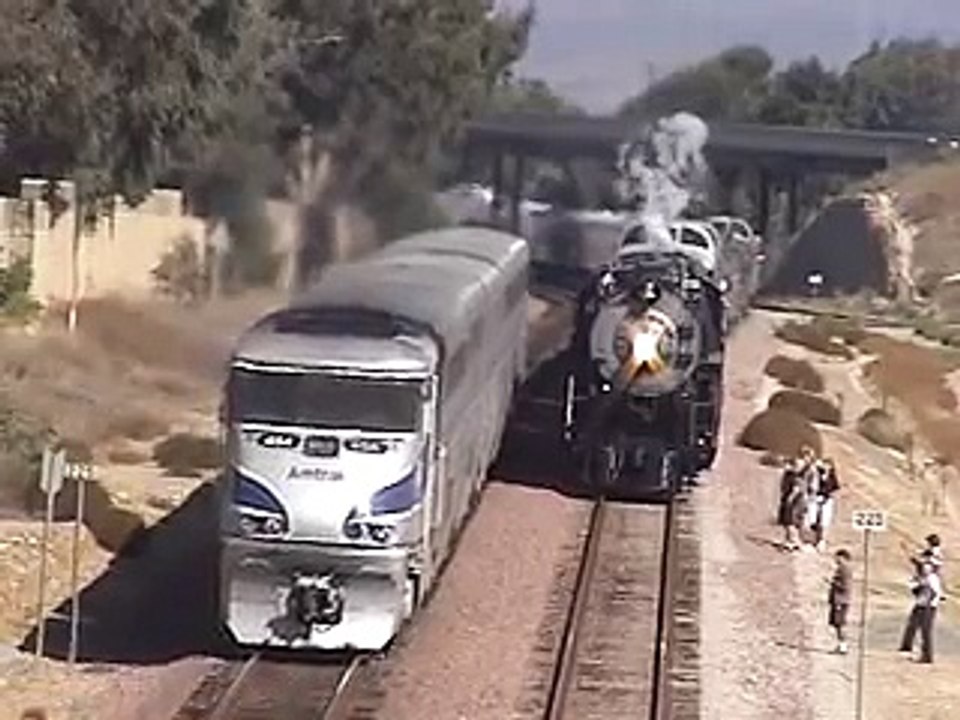 Santa Fe Railroad ATSF 3751 and AAPRCO passenger train at Oceanside, CA