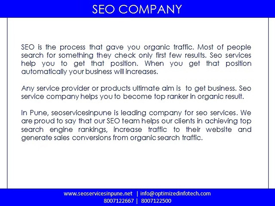 Professional SEO Services Provider Company Pune India