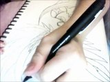 Speed drawing part 1- Inking one of my drawings (read desc)