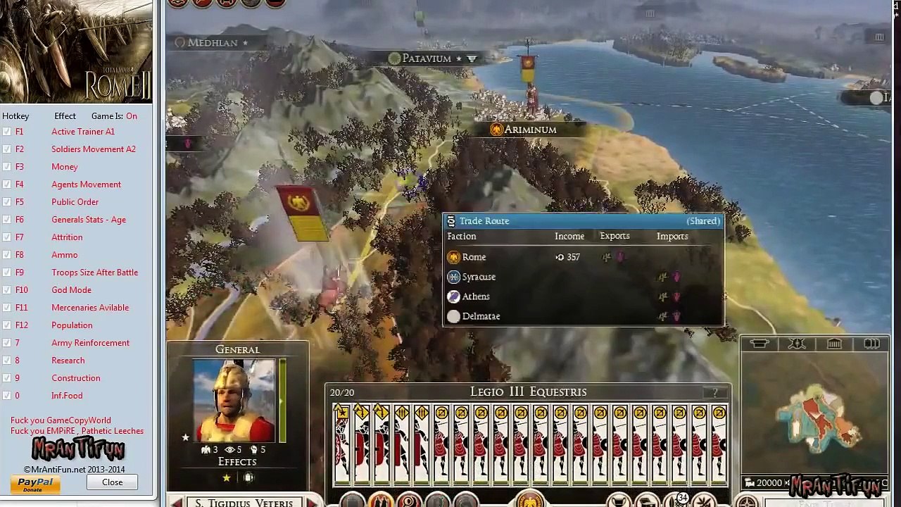 Code Triche Total War Rome 2 V1.13.0  +16