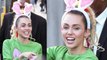 Smiley Miley Cyrus Hops Round To Visit Jimmy Kimmel