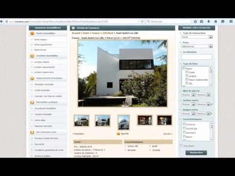 Recherche de maisons et villas à vendre ? Novemo.com Le site immobilier - Internet