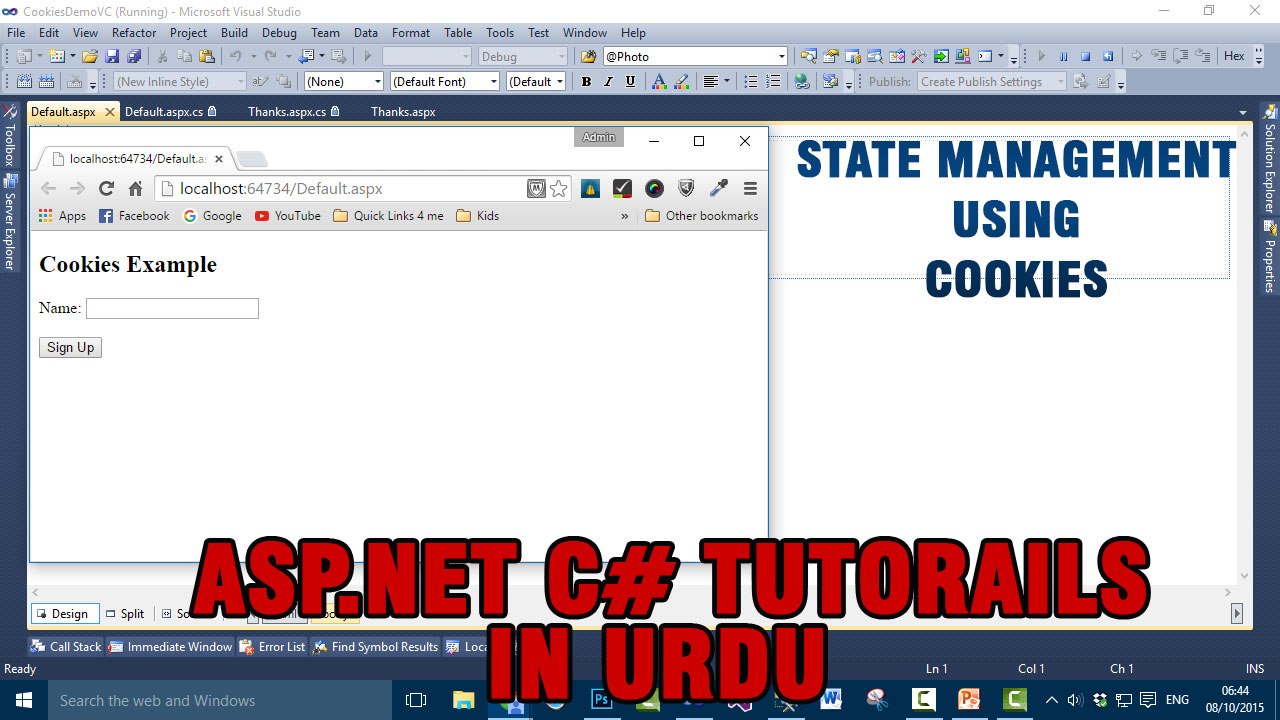 ASP.NET C# Tutorials - State Management using Cookies In Urdu