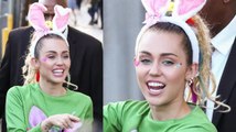 Miley Cyrus est souriante dans une tenue de lapin en allant au Jimmy Kimmel Live