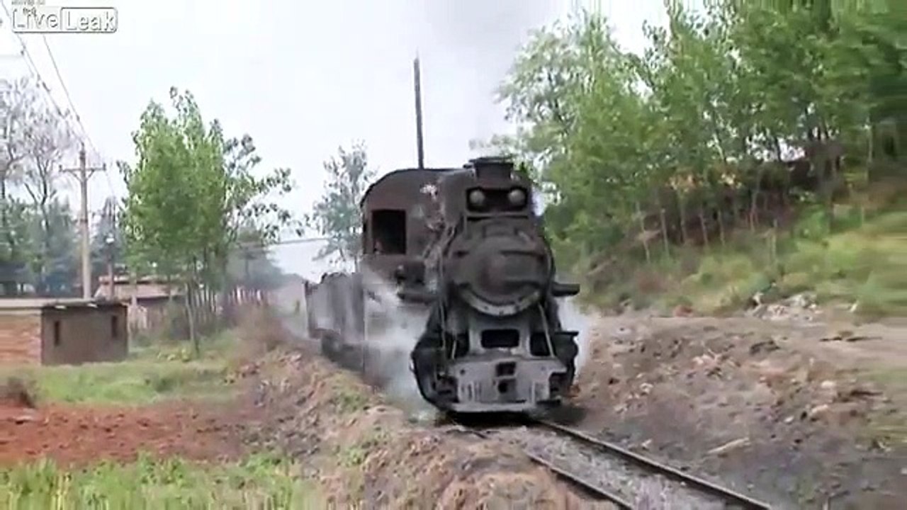 Old Steam locomotive on uneven track