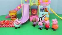 Peppa Pig Play-Doh Picnic, Park, Potato Sack Racing on Lightning McQueen Mater DisneyCarToys