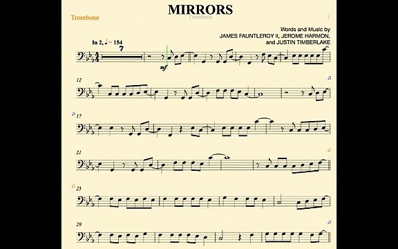 Justin Timberlake Mirrors - Trombone Sheet Music, Lead Sheet, Chords, and Lyrics