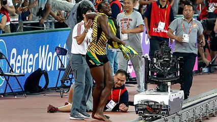 Usain Bolt Wiped Out By Segway-Riding Cameraman After Winning Gold