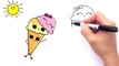 How to Draw Cartoon Ice Cream on a Cone Cute and Easy