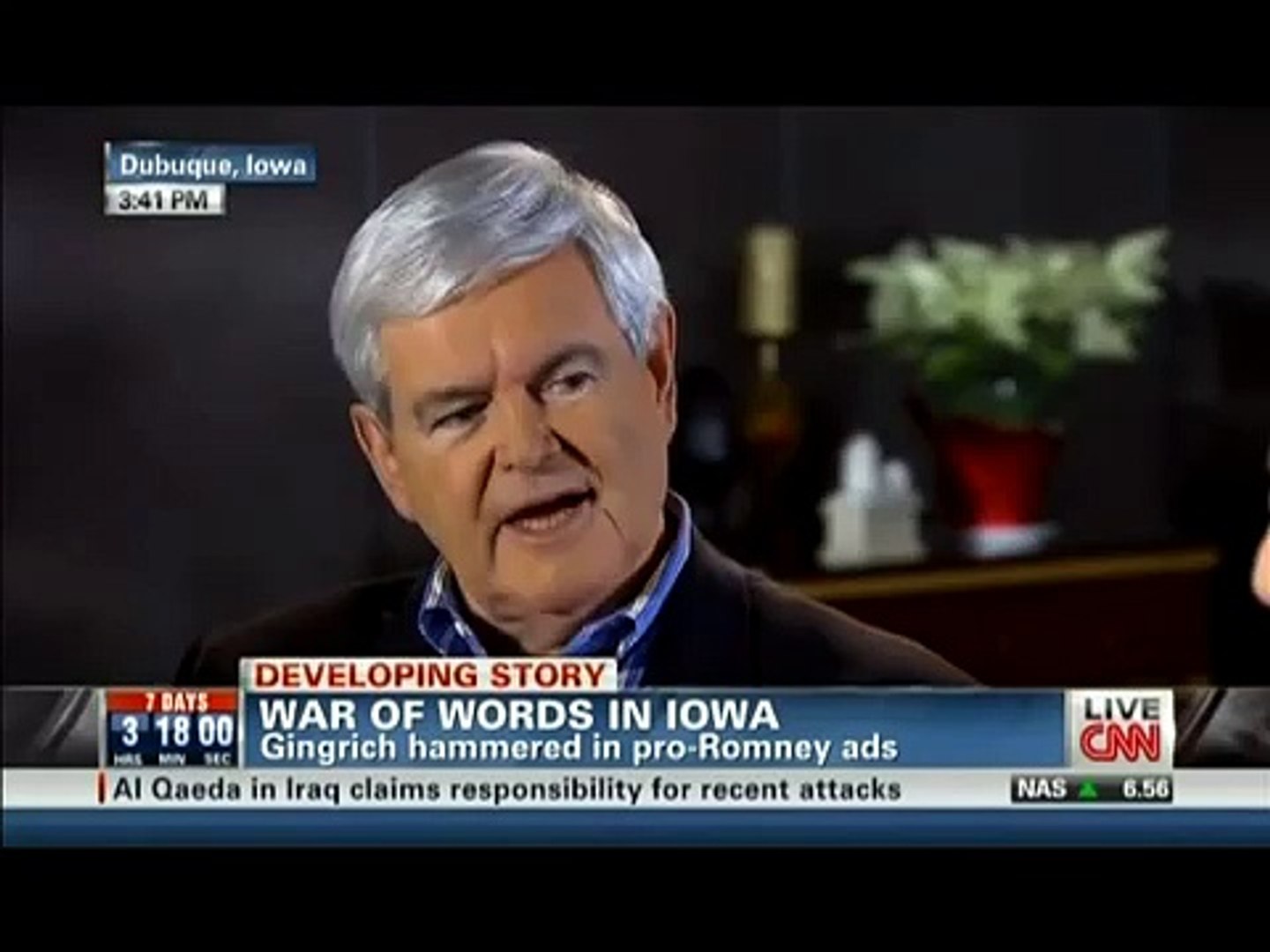 Newt Interviewed by Wolf Blitzer, Answers Attack Ads