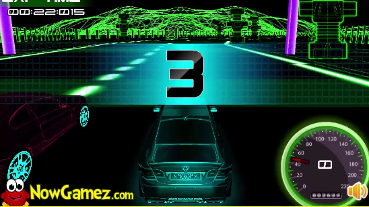 3D neon race racing car at night neon city