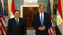 Egyptian Foreign Minister Nabil Fahmy meets with US Secretary of State John Kerry