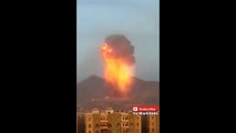 Another Massive Explosion Followed By Powerfull Shockwave After Saudi Airstrike Knocks Sanaa Yemen