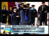 Evo recibió título Doctor Honoris Causa de la UCEBOL en Santa Cruz