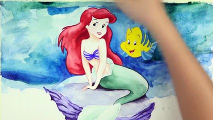 SPEED DRAWING Ariel from The Little Mermaid - Disney Princess Watercolor Painting