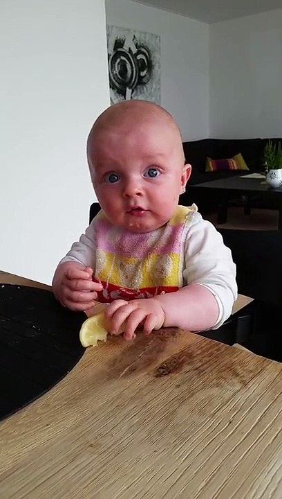 funny baby -  eating lemon for the first time 2015