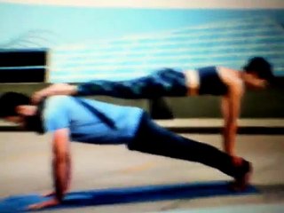 Yoga challenge with a cusin