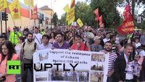 ISIS flag burns as London Kurds protest deadly Suruc terror attack
