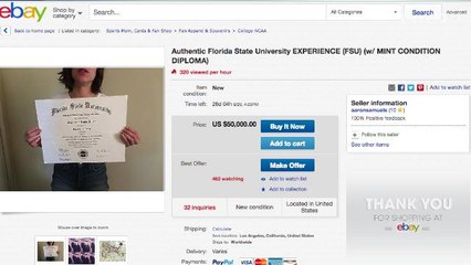 Woman attempts to sell college diploma on eBay for $50,000