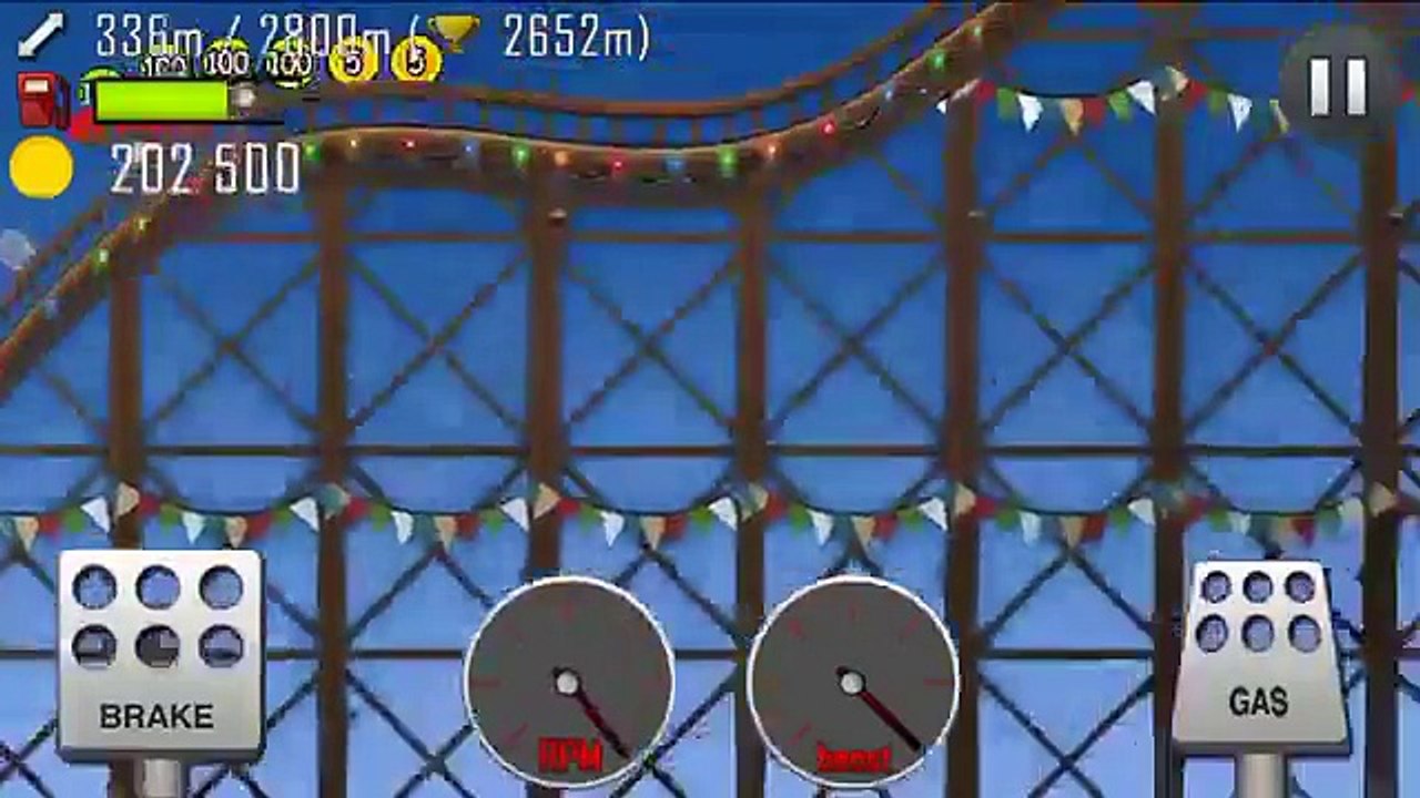 Hill climb racing 1204m in roller coaster