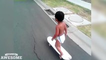 スケボー天才　ベイビー！　Incredible skateboarding baby!