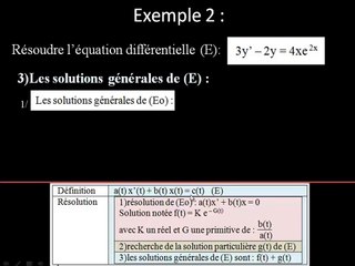 Exemple de résolution d une équa. diff. avec second membre : c)solutions générales de E