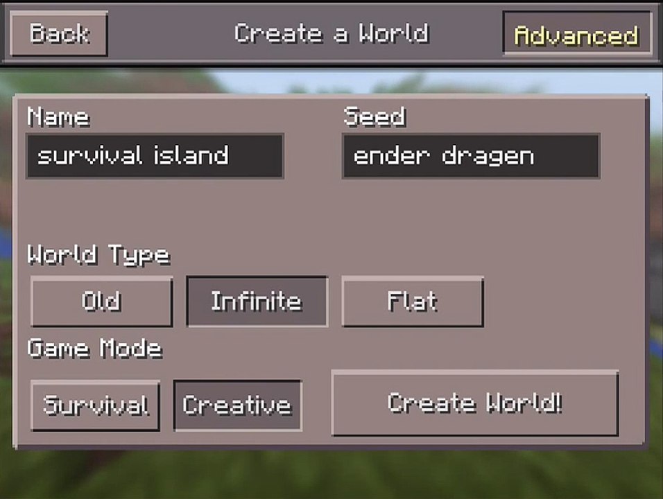 Minecraft PE 0.10. 0 survival island seed
