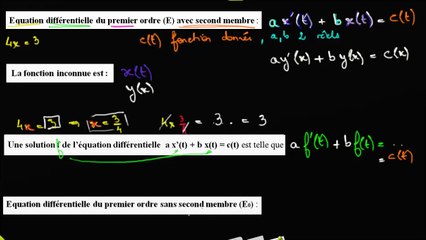 Vocabulaire : équation différentielle du 1er ordre SANS second membre