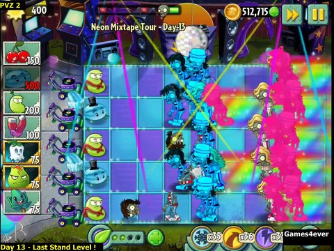 Plants vs Zombies 2 Neon Mixtape Tour Side A Day 13-Last Stand Level ! IOS