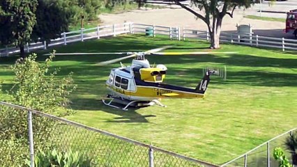 L.A. County Fire Medevac Helicopter Lands in Park