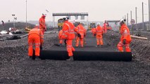 Network Rail Reading Station Area Redevelopment, Rail worker's laying Geotextile