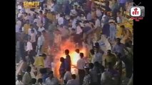 Frustrated Indian crowd burn stadium. Shameful incident