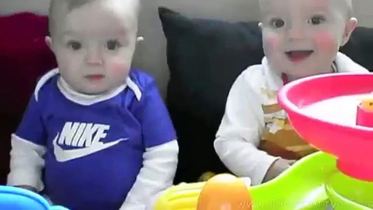 amazing FUNNY VIDEO FOR KIDS - CUTE BABY TWINS LAUGHING GIGGLE WARNING