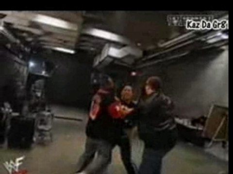 The Rock Attacks Kurt Angle Backstage