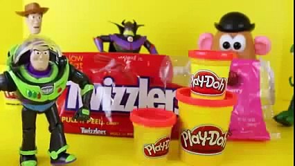 Play Doh Candy Twizzlers Pull and Peel Tutorial Toy Story Buzz Lightyear and Bullseye Toys